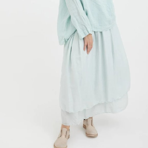 Metta Melbourne - Amy Long Double Layer Skirt - Silk in Ice Blue. NWOT - Picture 1 of 11